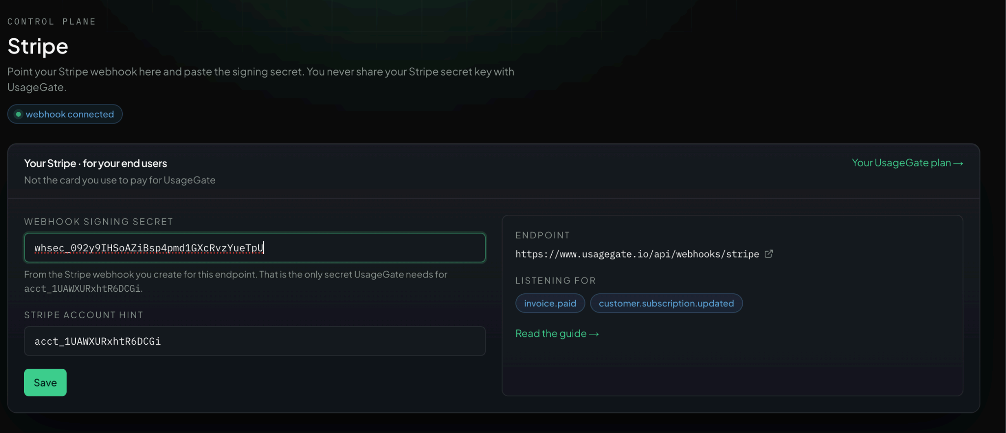 UsageGate · Stripe configuration